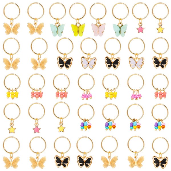 WILLBOND 18 Pieces Christmas Butterfly Hair Jewelry for Braids Gold Braid Hair Clips Dreadlock Braid Charms Accessories Hair Rings Jewelry Hair Accessory for Women(Classic Style)