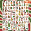 100 PCS Christmas Groovy Temporary Tattoos Themed Birthday Party Decorations Favors Supplies Décor Retro Boho Hippie Noel Xmas Winter Tattoo Stickers Gifts For Game Boys Girls Classroom School Prizes