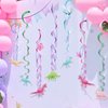 WERNNSAI Watercolor Dinosaur Party Supplies - 65 Pcs Pink Dino Theme Birthday Party with Happy Birthday Banner Hanging Swirls Balloons Ribbons Set for Kids Girls Jurassic World Party Birthday Supplies