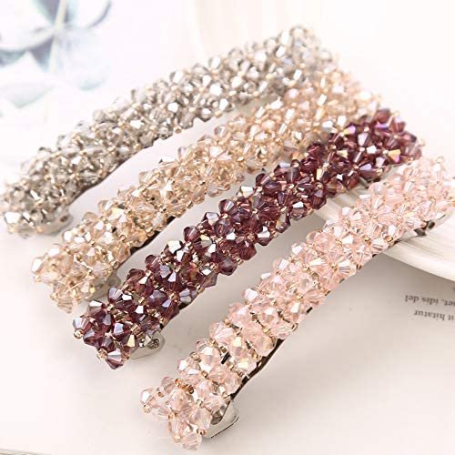1Pc Black Hair Clips Handmade Rhinestone Barrettes Metal Hair Holders Clips and Barrettes Hair Clips for Women Girls Headwear Styling Accessorie