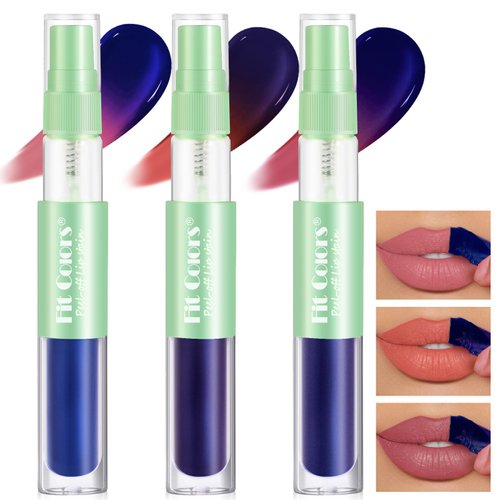 HOSAILY 3 Colors Matte Peel Off Lip Liner Stain Set, Moisturizing Tattoo Magic Color Lip Gloss with Bottle, High Pigmented Long Lasting Liquid Lipstick, Waterproof Nude Red Lip Makeup, 01+02+03