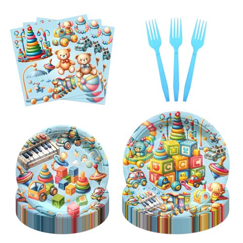 108 Pcs Baby Shower Birthday Party Plates Napkins and Forks for Baby Shower Themed Party Decorations Supplies Disposable Dinnerware for Kids Birthday Baby Shower Party Decorations Serves 27