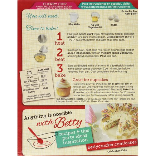 Betty Crocker Super Moist Cake Mix-Cherry Chip-15.25 Oz,2 Pack