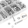HELIFOUNER 350 Pieces M4 x 6mm /8mm /12mm /16mm /20mm /25mm /30mm, Hex Socket Head Cap Screws Bolts Washers Nuts Kit, 304 Stainless Steel