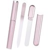 Glass Nail File and Buffer with Case, Crystal Fingernail Files for Natural Nails Care Glass Nail Shiner Nano Polisher for Travel Salon Nail Filer Stocking Stuffers for Women Girl Wife Gifts-Rose Gold