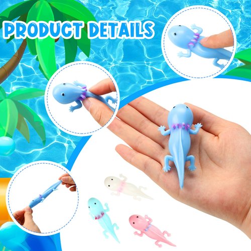 HyDren 48 Pcs Rubber Axolotl Slingshot Sensory Fidget Toy Axolotl Party Favors Axolotl Gifts Axolotl Party Supplies Valentine's Day Gifts Stress Relief Toys for School Classroom Exchange Prizes