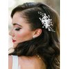 Latious Flower Bride Wedding Hair Clip Silver Pearl Bridal Hair Barrettes Rhinestones Hair Piece for Women and Girls
