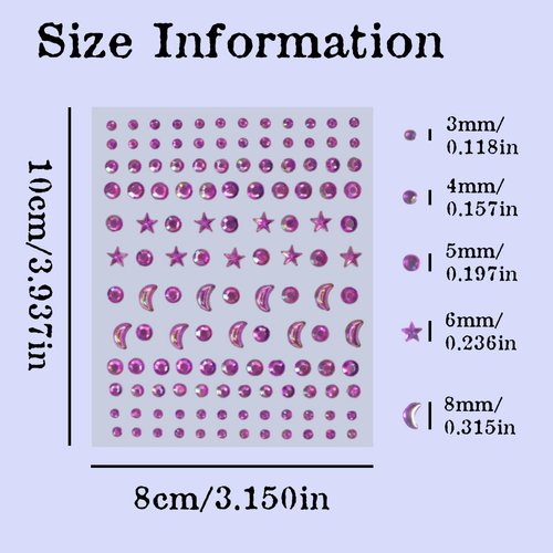 Moon Stars Face Gems Jewels Stick for Women Hair Face Body Crystal Rhinestones Rave Festival Clown Body Face Eye Nail Makeup Stickers Kids Temporary Tattoos (Purple)