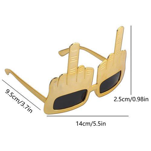 jarbins 2 Pairs Golden Middle Finger Sunglasses Novelty Finger Glasses Funny Eyewear for Halloween Masquerade Cosplay Props for Adults Party Favors