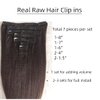 Last 5 Years Raw Light Yaki Straight Clip in Hair Extensions Natural Brown Real Human Hair Clip Ins Extensions For Black Women 12 Inch Relaxed Straight Italian Yaki Hair 120g 7 Pieces