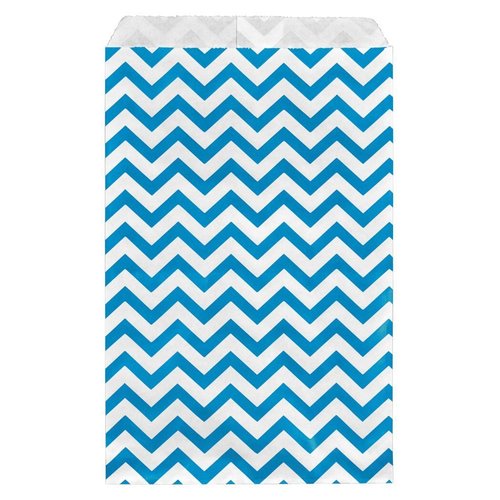 888 Display - 200 pcs of 5" x 7" Blue Chevron Paper Gift Bags Shopping Sales Flat Bags