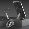 CCSmall Double Sided Magnetic Phone Grip Holder for MagSafe Accessories, Detachable Magnetic Phone Finger Ring Stand Adjustable Kickstand for iPhone 16/15/14/13/12/Samsung/Google 9D Silver