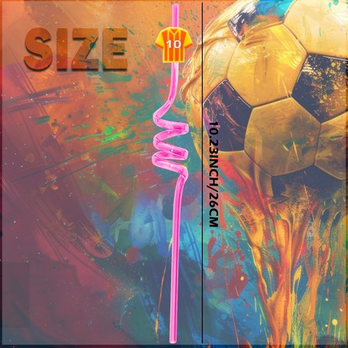 Alomois 24PCs Soccer Themed Drinking Straws for Kids Boys Birthday Party Favors Supplies Decor