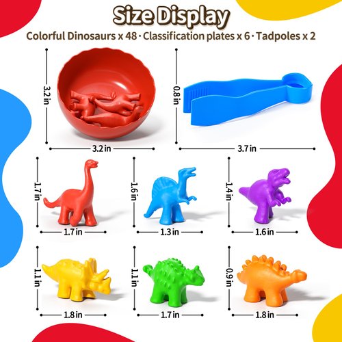 Babyhome Counting Dinosaurs Matching Games Color Sorting Montessori Toy Set, Toddler Preschool Learning Activities Educational Sensory Bath Toys for Kids Boys Girls Birthday Gifts Bathtub Baby Toys