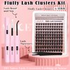 Fluffy Lash Extensions Kit 6-18mm Wispy Volume Lash Clusters Kit Cluster Eyelash Extension Kit 160pcs CD Curl Individual Lashes Kit with Bottom Lashes Lash Glue Self Application at Home by ALICE