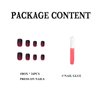 MERVF Square Press on Nails Short Fake Nails Black Red French Tip Squoval Acrylic Nails Ombre Glue on Nails Dark 24pcs Matte False Nails Halloween