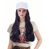 NJJYXH White Hat Wig for Women Long Wavy Baseball Cap Wig with Curly Hair Extensions Synthetic Black Wig Adjustable Baseball Hat