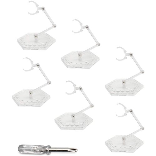 Flymer Action Figure Stand Clear, 6 Pcs Adjustable Action Figure Display Stands with Screwdriver