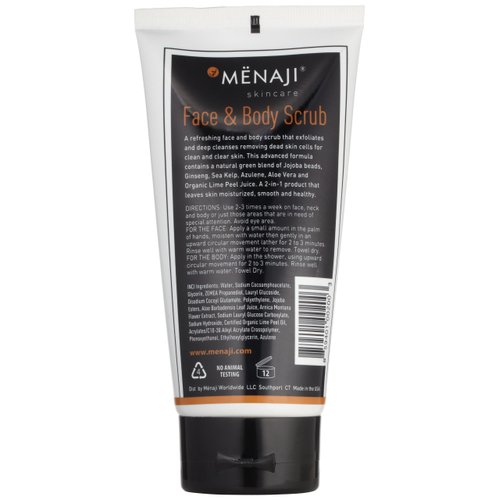 MËNAJI Face & Body Scrub - Exfoliating Mens Face Wash and Body Scrub - Deep Clean for Sensitive Skin - Hygiene Essentials for Men - Mens Skin Care - All Natural Face and Body Care - 5.75 Fl Oz