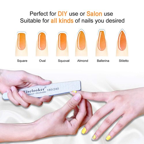 12 Pack Zebra Nail File Professional Washable Emery Board 180/240 Grit for Acrylic Nails