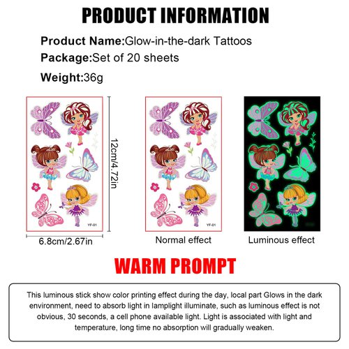 Temporary Tattoos for Kids -Waterproof Mixed Style Cartoon Fake Tattoo, Glow in The Dark Tattoo Sticker Decor for Boys Girls, Party Supplies Favor (Tattoo kits-Style1) (Tattoo Mixed Style2)