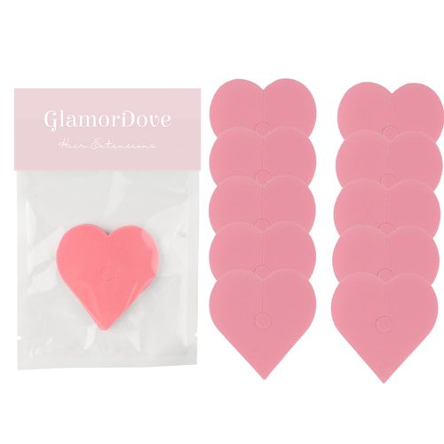 GlamorDove Keratin Hair Extension Tools 10Pcs Heat Shield Guards Heat Protector Shields for I Tip Hair Extensions Lovely Heart Shape Spacer Template