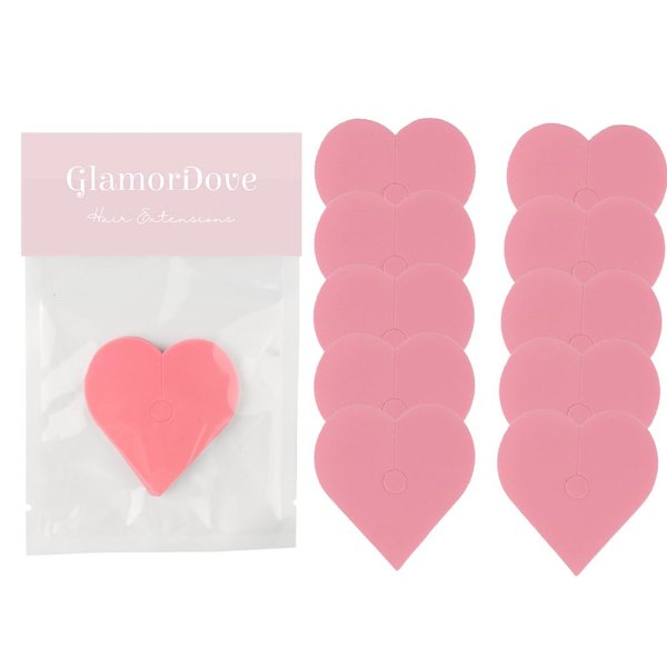 GlamorDove Keratin Hair Extension Tools 10Pcs Heat Shield Guards Heat Protector Shields for I Tip Hair Extensions Lovely Heart Shape Spacer Template