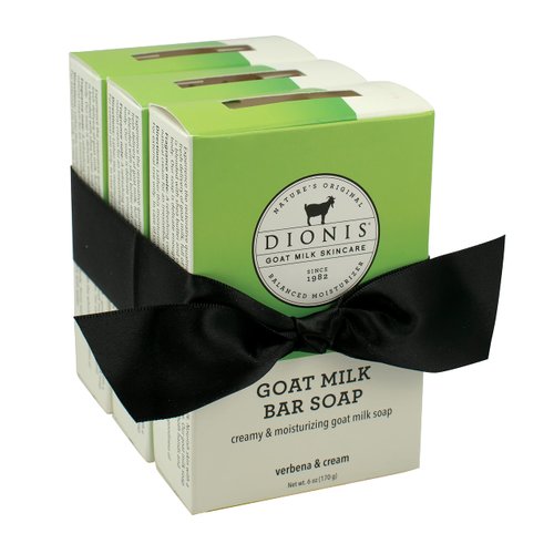 Dionis Goat Milk Skincare Bar Hand Soap-Shea Butter & Olive Oil Nourish, Moisturize, Restore, For All Skin Types, Non Greasy, No Residue, Verbena & Cream Scent, Gift Set Bundle Of 3 Moisturizing Bars