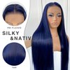 MITIMES 13x6 Dark Blue Straight HD Lace Front Wig Pre-Plucked Glueless Long Straight Blue Lace Front Wigs Synthetic Wear and Go Lace Front Wigs