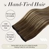 Full Shine Brown Ombre Hair Extensions Weft Hand Tied Hair Extensions Real Human Hair Genius Weft Hair Extensions Color Medium Brown To Honey Blonde Highlight Medium Brown Human Hair Weft 50G 18 Inch