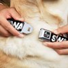 Dog Collar Seatbelt Buckle Swag Black White 15 to 26 Inches 1.0 Inch Wide