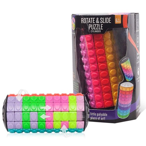 R.Y.TOYS Rotate and Slide Puzzle-Design Patent,Fidget Toys(Restore Order/Create Patterns) 12 Colors,10 Layers-Open Cover for Quick Play,Brain Teaser,Sensory Toys,Birthday Gifts,Stocking Stuffers