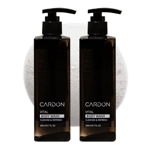 Cardon Acne Clearing Men's Body Wash, Korean Skin Care, All Natural Green Tea Extract, Sea Buckthorn, & Cica Combat Breakouts, Prevent Body Odor to Deeply Cleanse w/o Stripping (2 PK)