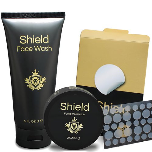 Shield System, Acne System for Men, Face Wash, Moisturizer, Pimple Patches, Shield Men's Skin Care Set (2 Months)