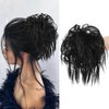 KETHBE Messy Bun Hair Piece,Synthetic Tousled updo Hair Buns Hair Piece Short Ponytail Faux Hair Scrunchie Extension with Elastic Rubber Band Fake Hair Bun Pieces Accessories for Women (Black)