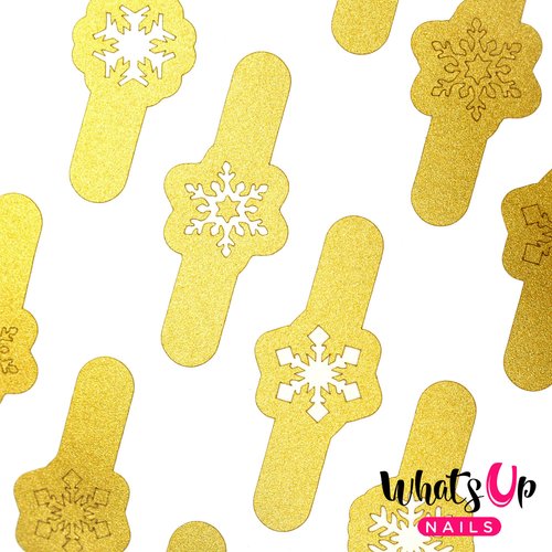 Whats Up Nails - Gold Merry Snowflake Vinyl Stencils for Christmas Nail Art Design (1 Sheet, 20 Stencils)