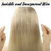 TIVBOES Wire Hair Extensions 18 inch 95g Ash Blonde to Golden Blonde and Platinum Blonde Straight Remy Hair Extensions with Invisible Fish Wire Hair Extensions Real Human Hair