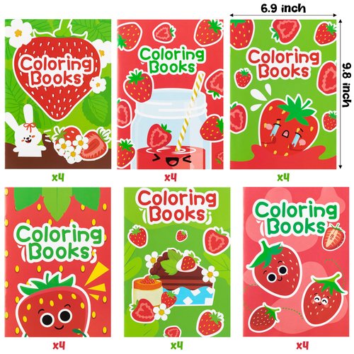 DGjianfei Strawberry DIY Coloring Books - 24-Pack Strawberry Coloring DIY Art Drawing Books Fruits Patterns Christmas Winter Xmas New Year Gifts Kids Birthday Sweet Party Favors Class Art Activity