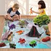 Wellkyo Dinosaur Toys for Kids 3-5 Years,Tyrannosaurus Dinosaur Truck Toys with Jurassic World Activity Play Mat,4 Motorcycle Riding Dinosaurs，8 Dinosaur Cards，6 Dino Figures Set for Boys Girls