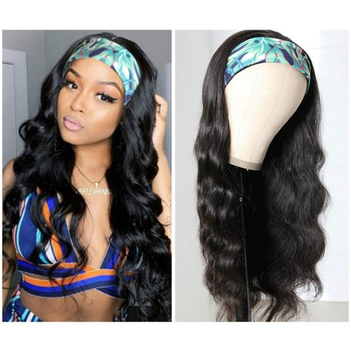 catti Headband Wigs for Black Women Body Wave Headband Wig Human Hair 9A Glueless Brazilian Virgin Hair None Lace Front Wigs Wear and Go Headband Human Hair Wigs 150% Density (14" Headband wigs)