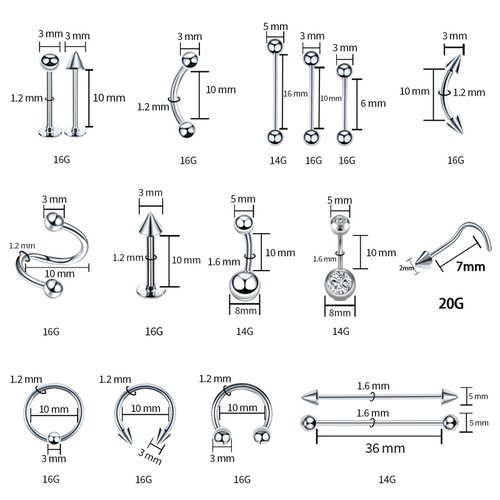 Tustrion 153Pcs Piercing Kit for all Body Piercings with Piercing Jewelry and Tools for Nose Septum Belly Button Lip Ear Tongue Cartilage Eyebrow and More with 12G 14G 16G and 20G Piercing Needles