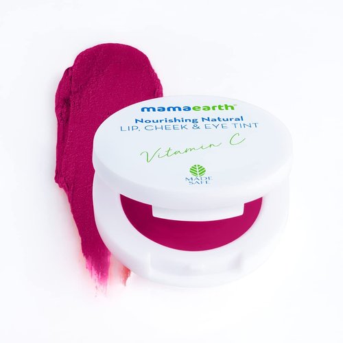 Mamaearth Nourishing Natural Lip Cheek & Eye Tint (03 - Rose Pink) | Long Lasting Creamy Matte Finish | Multi Use Rosy Glow for All Skin Tones | Vitamin C & Rose Infused | 0.14 Oz/4g