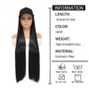 GUOJIAN Baseball Cap with Straight Hair Extensions 32inch Straight Long Hairstyle Adjustable Wig Hat Attached Synthetic Hairpiece for Woman (1B/99, 32Inch)