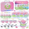 Tea Party Set for Toddles 3-5,53PCS Musical Kids Tea Set for Little Girls with Dessert,Cookies,Doughnut,Cake,Cake Stand,Tablecloth & Carrying Case,Kitchen Pretend Play Toys for Girls Boys Age 3-6
