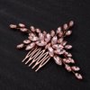 Teyglen Women Dainty Simple Full Rhinestones Red Blue Black Bride Wedding Hair Comb Luxurious Hair Accessories Shiny Rhinestones Bridal Side Hair Combs for Women Bride Girls (Rose gold-pink)