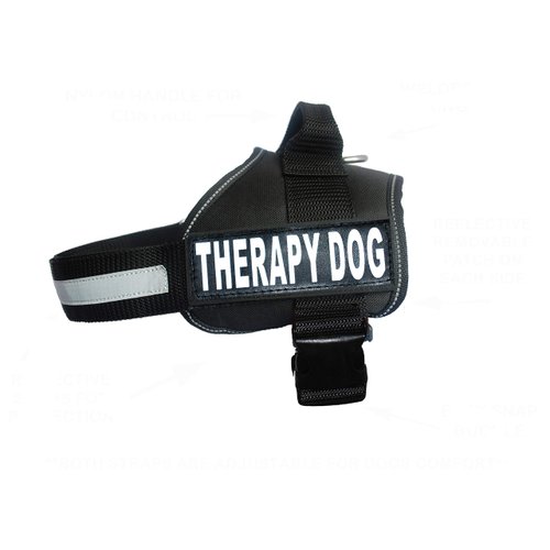Therapy Dog Harness Service Working Vest Jacket,Purchase comes with 2 THERAPY DOG reflective removable patches. Please measure dog before ordering.