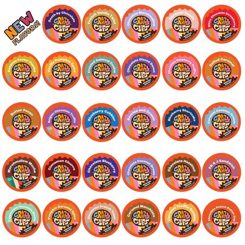 Crazy Cups Flavored Coffee in Single Serve Coffee Pods - Flavor Coffee Variety Pack for Keurig K Cups Machine from Crazy Cups, 30 Count
