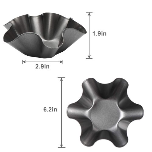 Aybloom Tortilla Pan Set - 6pcs Non-Stick Carbon Steel Taco Salad Bowl Makers Tortilla Shell Pans (Black)