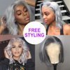 Msviki Silver Grey Bob Lace Front Wig Human Hair Pre Plucked With Baby Hair 13x4 Frontal Lace Wig HD Transparent Lace Wigs For Women Brazilian Hair 10inch 180% Density