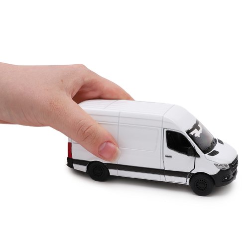 Toyland® 12cm Pull Back & Go Die Cast White Sprinter Van with Open & Close Doors - Toy Vehicles - 1:48 Scale